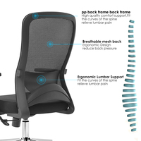 Silla de Oficina Ergonómica de Malla Foshan, Silla Ejecutiva Giratoria para Gerentes con Respaldo Medio y Soporte Lumbar para el Hogar