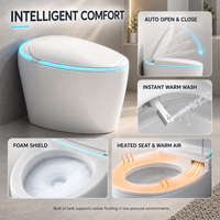 WC intelligent monobloc haut de gamme avec couvercle automatique, bidet à eau chaude instantanée, siège chauffant, séchoir à air chaud, bouclier anti-éclaboussures et réservoir intégré