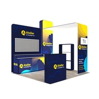 Stand d'exposition portable 10x10 pieds en aluminium avec étagère, panneau perforé métallique et comptoir rétroéclairé pour salon professionnel