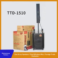 Columna de Sonido Inalámbrica OEM al por Mayor TTD-1510 para Exteriores, Altavoz Line Array de 15 Pulgadas con Batería Recargable de 80+20W de Alta Potencia