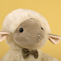 Peluche Mouton Noir Moelleux avec Nœud Papillon, Animal en Peluche Kawaii pour Filles, Cadeau d'Anniversaire et Décoration de Chambre - Vente en Gros