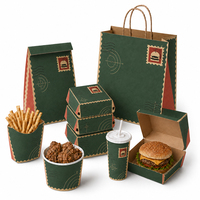Sac en papier personnalisé pour emporter, pour poulet frit, burger, poisson et frites, emballage alimentaire pour les en-cas de rue, pour la restauration rapide