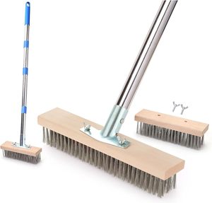 High Quality Outdoor Wide Broom Industrial Cleaning and Polishing <b>Brush</b> with Long Handle Stainless Steel Plastic Material - Product Image 1