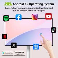 Monitor LCD Portabel Layar Sentuh LED Putih 21,5 inci Android 15 Mini Smart TV Nirkabel Bertenaga Baterai 1080 Full HD 60Hz