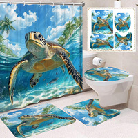 Rideau de Douche en Polyester Motif Tortue Marine, Séchage Rapide, Installation Facile, Durable, Ensemble de Rideaux de Douche, Vente en Gros