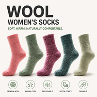 Chaussettes en laine tricotée thermiques en cachemire pour femmes, style rétro, en gros