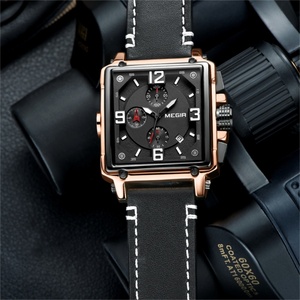 Reloj de Pulsera MEGIR 2061 de las 10 Mejores Marcas, Reloj de Cuarzo para Hombre con Correa de Cuero, Cronógrafo Cuadrado, Resistente al Agua, Reloj Deportivo - Product Image 5
