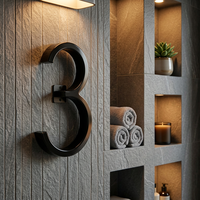 Plaque d'adresse 3D moderne en acrylique noir de 12 cm (5 pouces) pour extérieur, numéros de porte, lettres et numéros de maison, vente en gros