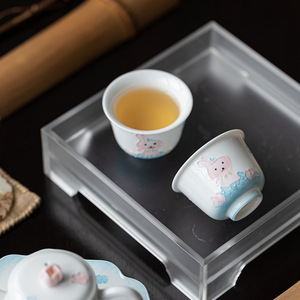 Hand Painted Adorable Rabbit Mini <b>Teacup</b> Porcelain Kung Fu Tea Cup For Afternoon Tea New Chinese Style - Product Image 4