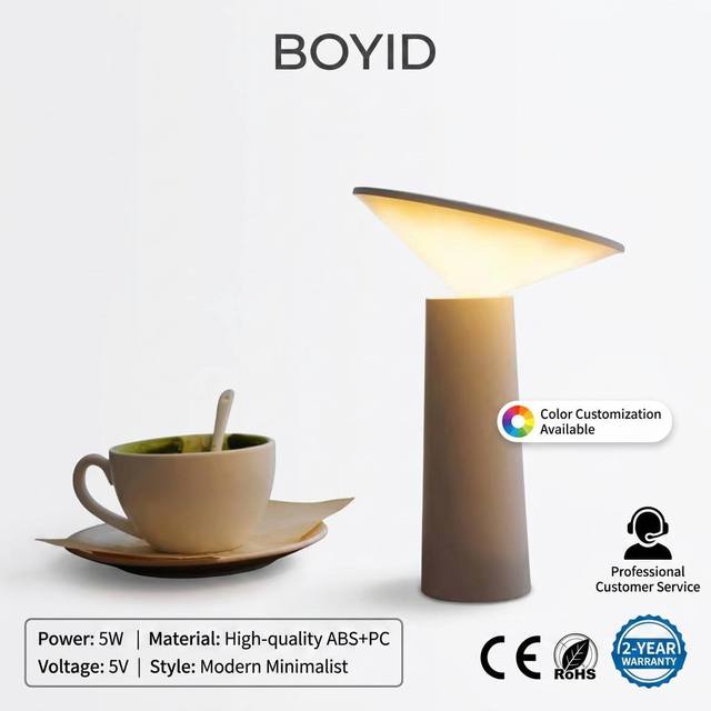 Mini USB LED Touch Control Modern Dimmable Battery Powered ABS Table Lamp 1-Year Warranty 15x15x21cm Sci-Fi Design