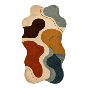 Soft Cloud Shaped Handtufted Wool Floor <b>Rug</b> Curved Edge Fluffy Accent Mat for Luxury <b>Nursery</b> - Product Image 1