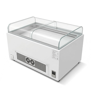 Vitrine réfrigérée commerciale en verre courbé blanc pour sandwichs, charcuterie et salades, avec refroidissement par ventilateur, pour comptoir - Product Image 2