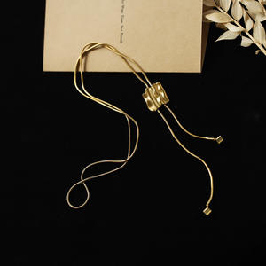 Collar de cadena <span class=keywords><strong>Y</strong></span> chapado en oro de 18 quilates, duradero, de acero inoxidable, cadena larga con eslabones deslizantes, collar tipo lariat, accesorios para suéteres de otoño e invierno - Product Image 2