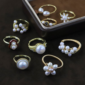 <span class=keywords><strong>Bague</strong></span> en pierre de verre naturelle élégante de conception originale, faite à la main, luxueuse, ajustable - Product Image 1