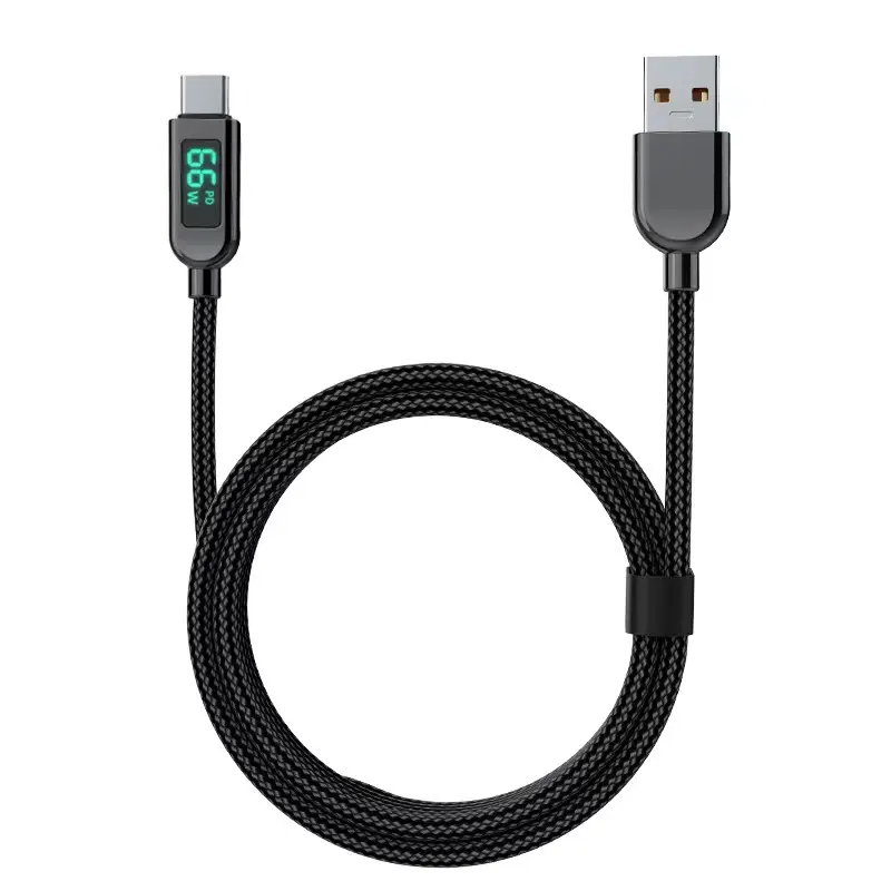 High Quality Custom Wholesale PD 100W Current Display Zinc Aluminum PD Charger Cable with USB-C to USB-C Quick Charging Cable