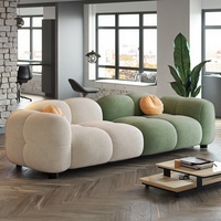 Ensemble de canapés en velours crème pour petits appartements, canapé droit double trois places en éponge pour bébé, idéal pour la location, mobilier de salon
