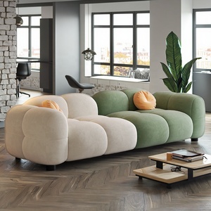 Set Divano in Velluto Crema <span class=keywords><strong>per</strong></span> <span class=keywords><strong>Piccoli</strong></span> Appartamenti, Divano Dritto a Tre Posti in Spugna <span class=keywords><strong>per</strong></span> Noleggio, Arredamento <span class=keywords><strong>Soggiorno</strong></span> - Product Image 2