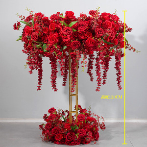 Nuevo Centro de Mesa de Flores Artificiales de Seda en Forma de Rueda de la Fortuna Roja para Decoración Floral de Mesa de Comedor para Bodas y Fiestas - Product Image 6