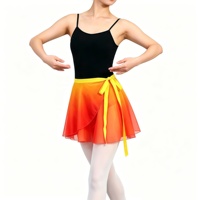 Falda de tul de ballet con degradado, falda de gasa de una pieza con lazo, media falda para práctica de danza para adultos, media falda de práctica.