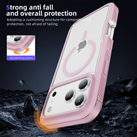 Coque de téléphone antichoc et anti-traces de doigts en TPU+PC magnétique rose transparente de luxe, vente en gros d'usine, pour iPhone 17 16 15 Pro Max