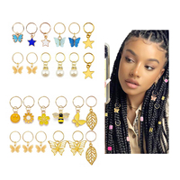 Shinein Papillon Crochet Perles Cheveux Poignets Accessoires Dreadlock Loc Bijoux Cheveux Tresse Anneau Charmes Pendentif pour Femmes Filles