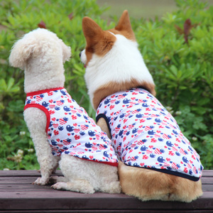 Chaleco para perros, fresco y transpirable para verano, para Corgi, Bichón, Teddy, con diseño estampado con bordes rojos y azules - Product Image 3