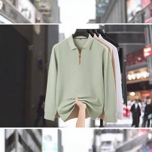 เสื้อถักเนื้อแน่นแบบซิปครึ่งตัว แขนยาวสำหรับผู้ชาย แห้งเร็ว ผลิตจากโพลีเอสเตอร์ สวมใส่สบายๆ สำหรับฤดูใบไม้ผลิและฤดูใบไม้ร่วง ปี 2026 - Product Image 2