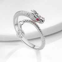 Bague ouverte de luxe léger KABA Jewelry Dragon du Univers à queue oscillante et à rotation