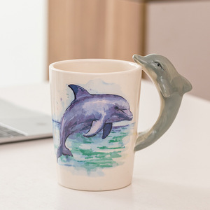 Creative Marine Animal Ceramic Mugs Cute 3D Seahorse Octopus Dolphin Coffee Mug - Product Image 4