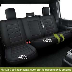Nouvelles housses de siège de voiture en cuir noir 5 places 12V ensemble complet compatible avec les camionnettes <span class=keywords><strong>Ford</strong></span> F150/F250/F350/F450 2009-2025 - Product Image 3