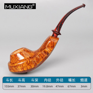 Handmade Solid Wood Briar Pipe Bent Type 3mm Filter Tobacco Pipe For Men - Product Image 3