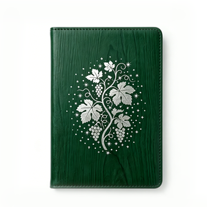 Carnet à couverture rigide YaLong A5 en cuir gaufré motif grain de bois bicolore, avec feuille d'argent pastorale, cadeau d'entreprise personnalisé - Product Image 2