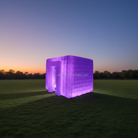 Tente de fête portable à éclairage LED, couleur personnalisée, en tissu Oxford, cabine photo gonflable en forme de cube 360, avec pompe à air électrique, pour discothèque