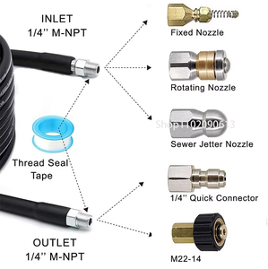 Kit de Limpieza de Alcantarillado de 30 M Compatible con Hidrolavadoras Kärcher, Manguera Limpiadora de Drenaje de Alta Presión de 100 Pies y 5800 PSI, 1/4 de Pulgada, Herramientas para Limpieza de Coches - Product Image 4