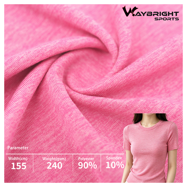 Highly Lastic and Breathable 90%Polyester 10%Spandex Cationic Heather Plain Spandex Fabric for Polo Fabric and Swimwear