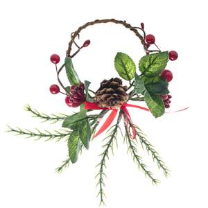 Vòng trang trí quả mọng đỏ với nón Thông 20 cm - Product Image 1