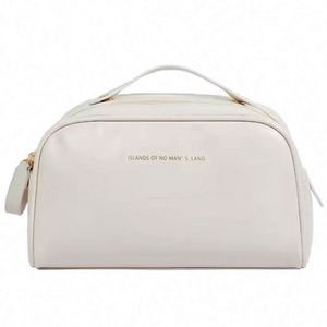 Bolsa de Cosméticos de Cuero PU de Gran Capacidad, Bolsa de Aseo Portátil Impermeable, Bolsa de Maquillaje de Viaje con Doble Cremallera - Product Image 1