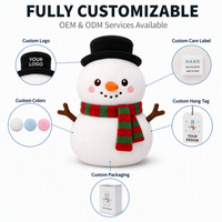 Peluche ultra douce Kawaii Bonhomme de neige avec chapeau haut et écharpe rayée pour cadeau de Noël