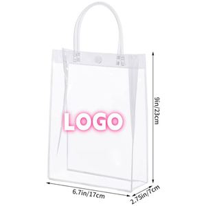 Custom Logo Clear PVC Gift <b>Bags</b> with Handles - Mini <b>Party</b> Favor <b>Bags</b> Transparent <b>Party</b> <b>Favour</b> Plastic Gift <b>Bag</b> 5.9X6.29 Inches - Product Image 2