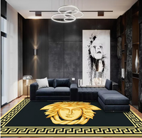 Tapis noir et or 8x11, tapis de luxe pour salon, tapis de grande taille