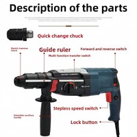 Marteau perforateur rotatif multifonction 26/28 mm à plusieurs vitesses, marche avant et arrière, brise-roche électrique