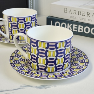 <b>Hot</b> Sale European Luxury <b>Red</b> and Blue Circle Porcelain Tea Cup & Saucer Set - Product Image 4