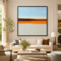Peinture à l'huile abstraite minimaliste Horizon, blocs de couleur orange et bleu, art mural sur toile pour la décoration intérieure d'hôtels, de salons et de bureaux