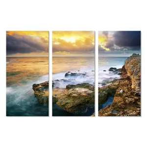 Оптовые продажи комплект из 3 предметов, настенная живопись-Набор для рисования на холсте «Морской пейзаж», 3 панели