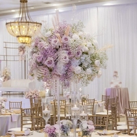 C-255 Vente en gros de boules de fleurs de gypsophile blanches et roses, arrangement floral, centre de table pour mariage