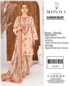 ชุดสัลวาร์ คามีซ ผ้าลอนพิมพ์ลายดิจิทัลสำหรับผู้หญิง Shanaya แบบ 3 ชิ้น ชุดลำลองสำหรับฤดูร้อน ทรงปกติ ความยาวปกติ - Product Image 1