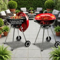 Barbecue portable de luxe en forme de pomme de 16 pouces avec fumoir à granulés et charbon de bois, idéal pour l'extérieur