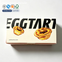 Boîte en carton à couvercle rabattable pour tartelettes aux œufs et pâtisseries Pastéis de Nata, emballage alimentaire personnalisable avec logo pour boulangerie à emporter