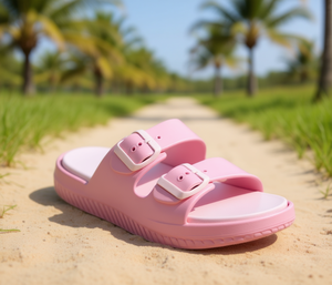 Sandali Eva a Doppia Cinturino Rosa Taglia 23 Comodi Sandali Estivi Piatti - Product Image 2