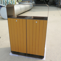 Contenedor de Basura de Acero Inoxidable para Exteriores, Comercial, para Parques y Zonas Turísticas, Contenedor de Basura de Metal y Madera para Exteriores